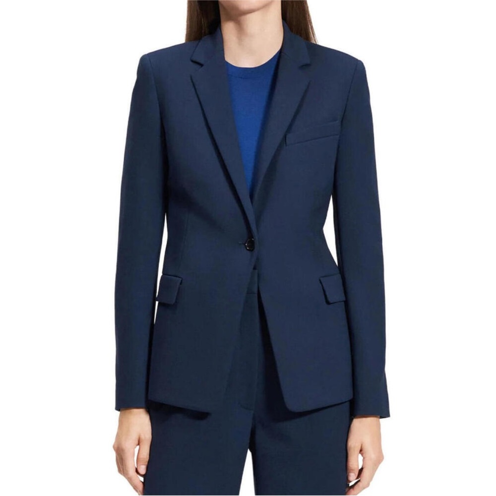 NEW, Theory Slim Fit Smooth Ponte Blazer in Navy Blue Size 6 Womens